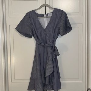 Navy and white stripped mini dress